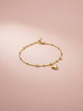 Gold Heart Charm and Cubic Zirconia Bracelet
